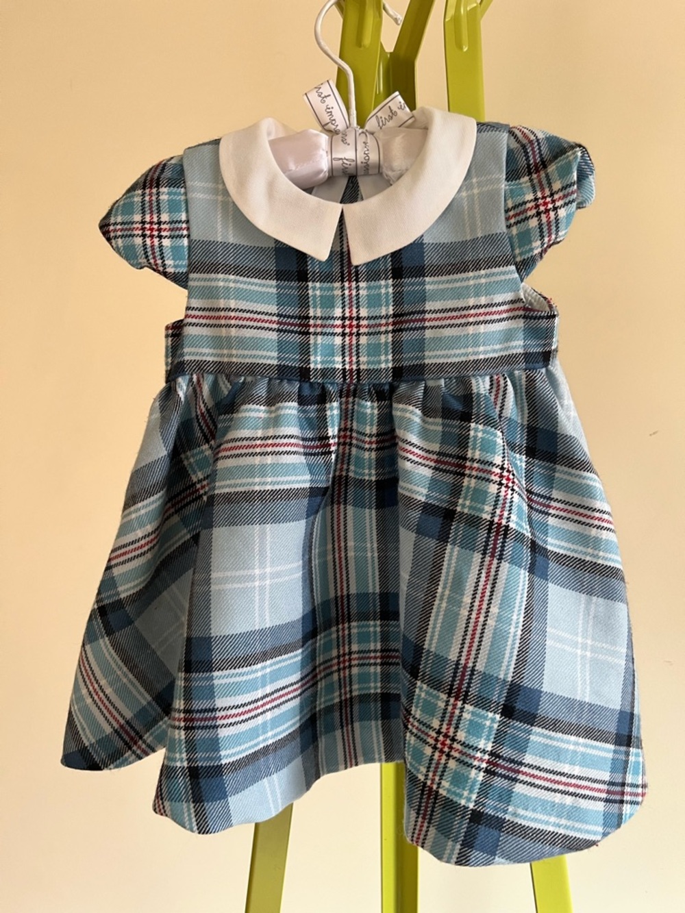 Seraphine Blue Plaid Peter Pan Collar Dress size 6 Months